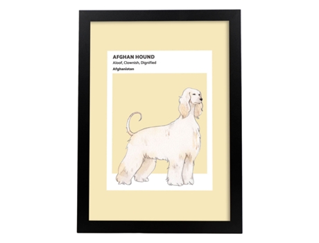 Póster NACNIC Sabueso Afgano con Ilustraciones de Razas de Perro en Tonos Cálidos y Pastel.