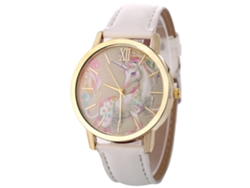 Reloj Casual De Moda Unisex De Cuarzo Con Correa De Cuero Blanco Zhoulianfa