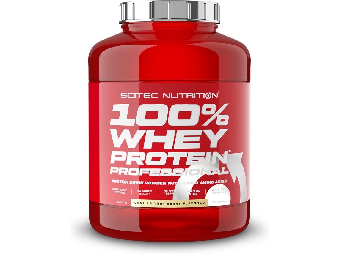 Proteína SCITEC NUTRITION 100% Professional Fórmula Mejorada Ni Azúcares (2.35 Kg - Vainilla-Frutas del Bosque)