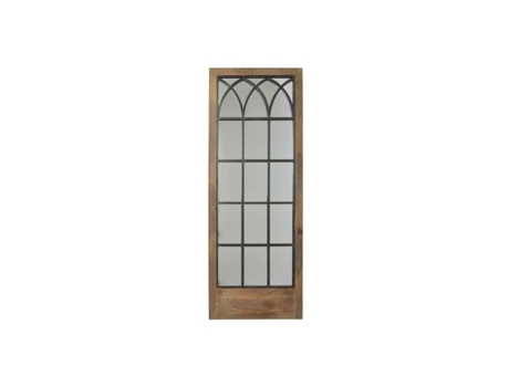 Espejo de pared DKD Home Decor Negro Metal Marrón Abedul Ventana (60 x 3 x 160 cm)