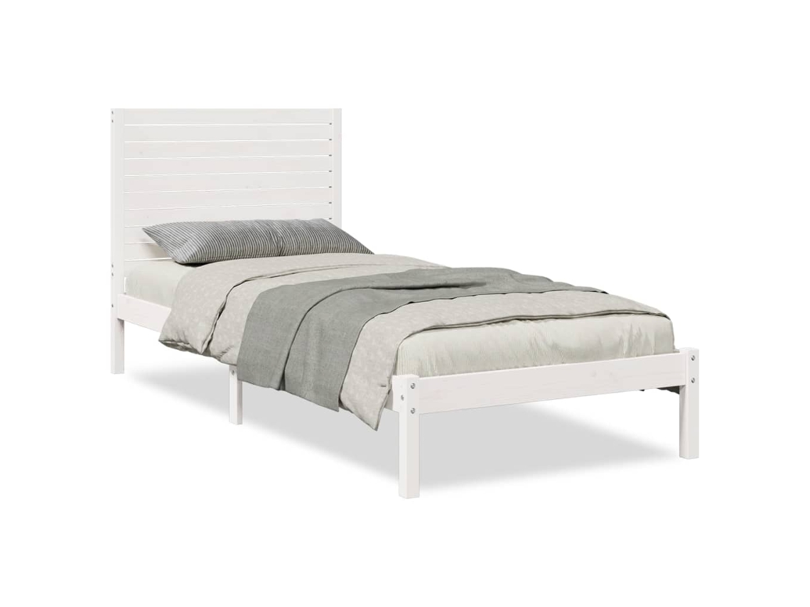Maison Exclusive - Cama Extralarga Sin Colchón Madera Maciza Blanca 90x220 Cm