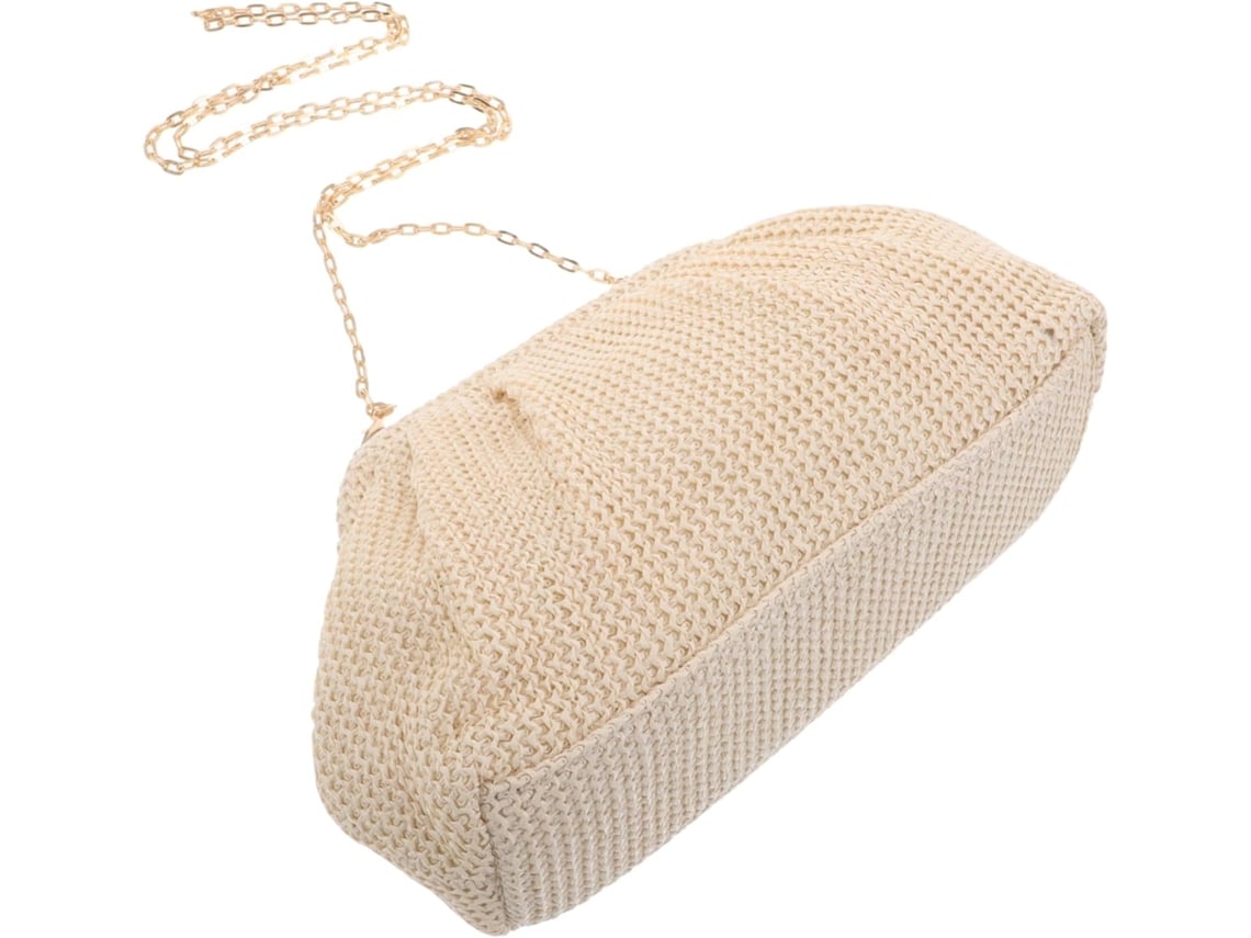 Bolso De Mano Trenzado Para Mujer, Mini Bolso De Noche, Con Forma De Empanadilla Y Cadena Tejida Plisada Para Fiestas.