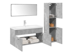 Juego de 4 piezas. Muebles de baño derivados de madera gris cemento Dkd Home Decor