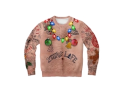 Cómoda Camiseta De Manga Larga Estampada Con Cuello Redondo, Talla M, Ideal Para Ir De Compras O Fiestas.