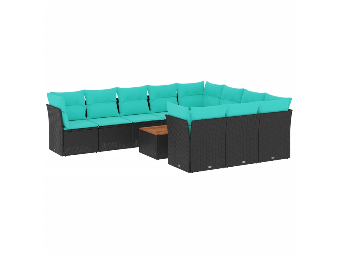 Maison Exclusive - Set De Sofás De Jardín 11 Pzas Y Cojines Ratán Sintético Negro