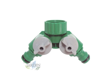Conector Rápido Manguera Tubería Adaptador De 2 Vías Grifo Doble Riego Por Goteo Riego 3/4 SUINGA