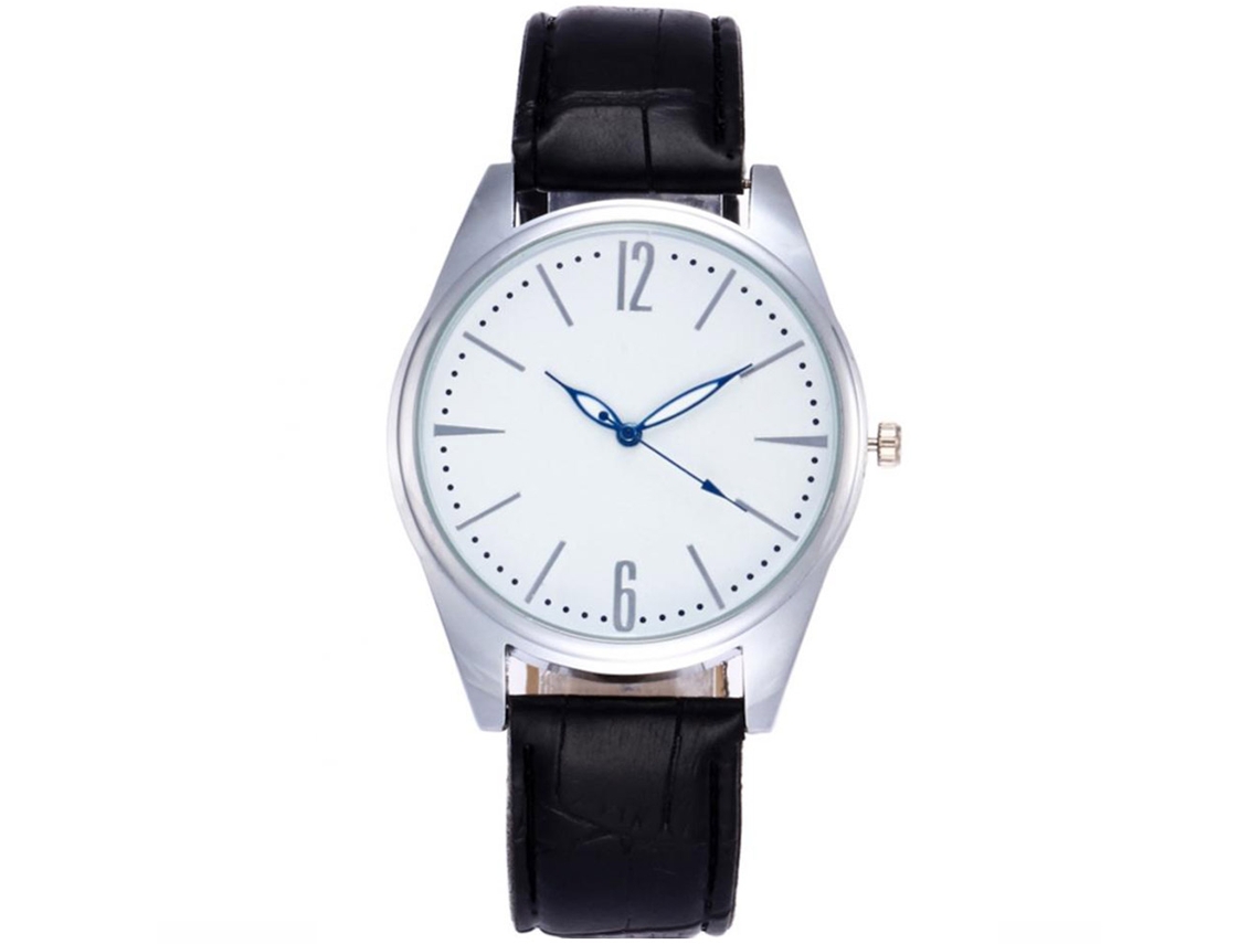 Reloj De Pareja De Cuero Pu Alloy De Quarzo Zhoulianfa (negro)
