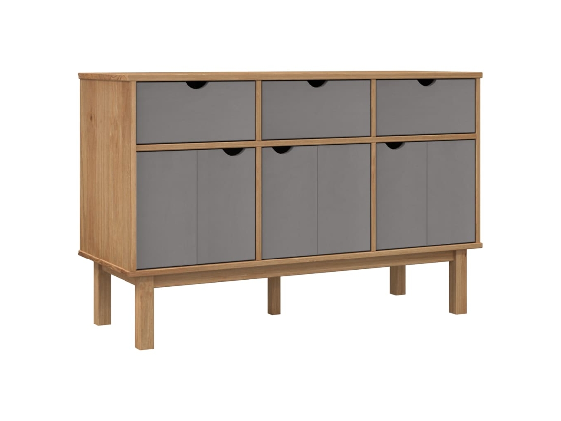 Maison Exclusive - Aparador Otta Madera Maciza Pino Marrón Y Gris 114x43x73,5 Cm