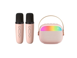 Mini máquina de karaoke Bluetooth con micrófono dual y alto volumen para entretenimiento en casa y fiestas, color rosa Yizhood