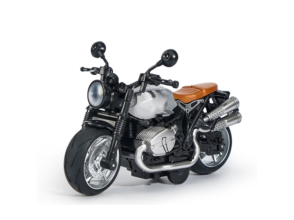 Ats-juguete Modelo De Motocicleta A Escala 1:12 De Aleación Con Retroceso, Luz Y Música Para Niños Color Plata Y Negro