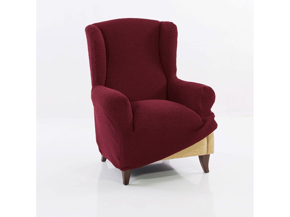 Maxifundas | Funda Sillon Orejero Super Elástica Relive | Color Burdeos | Alta Elasticidad Y Tacto Suave | Hecho En España.