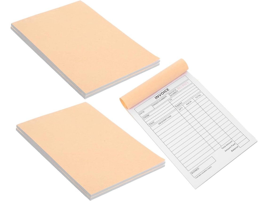 Juego De 5 Talonarios De Pedidos, Talonario De Facturas Triplicado, Páginas Autocopiantes Con Reverso Rígido, Bloc De Notas.