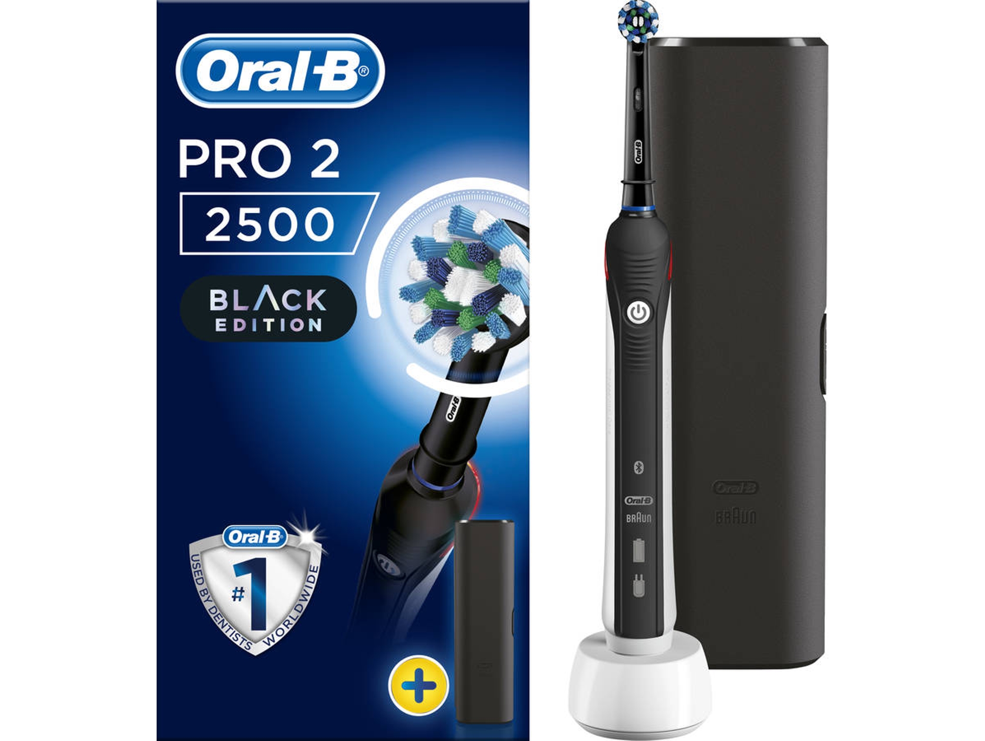 Cepillo Oralb Pro 22500 black edition funda dientes recargable 2500 crossaction negro 8.800 rpm pro2500 2 mango tecnología braun 1 cabezal recambio temporizador control y 80314470