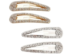 4 Peinetas Grandes Con Pedrería Para Mujer, Color Oro/plata.