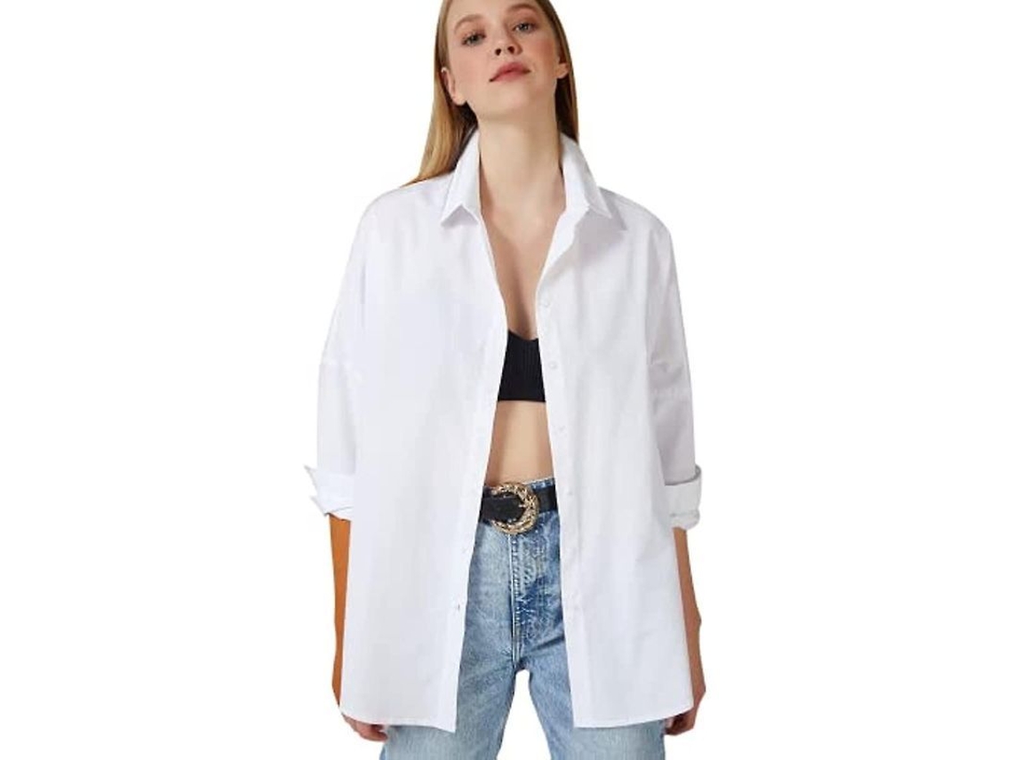 Blusas de mujer 2026 con mangas largas y cuello en V, estilo casual oversize, algodón y poliéster.