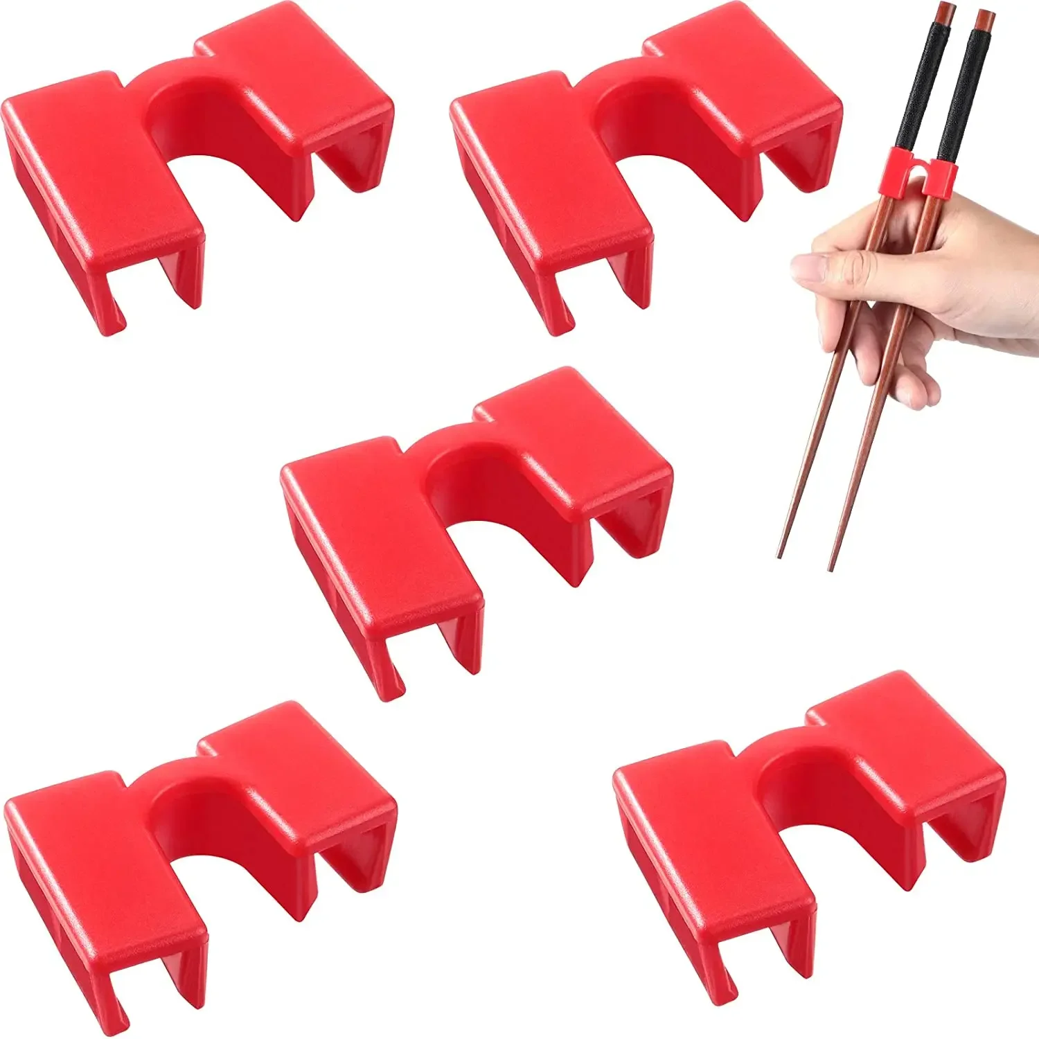 (rojo) Paquete De 5 Cucharas Reutilizables Con Conectores