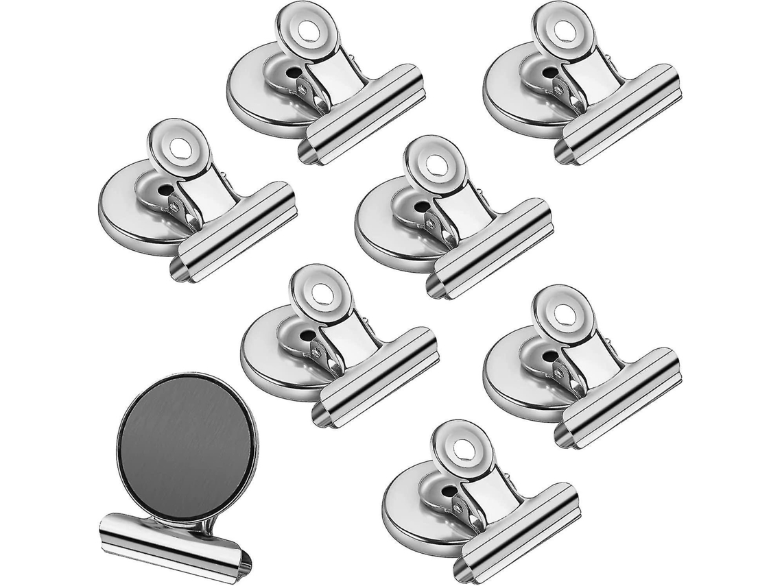 Omni-8 Clip Magnéticos Para Nevera De Acero Inoxidable Fuerte Y Seguro Organiza Notas Artículos Hogar Oficina Colegio Sliver