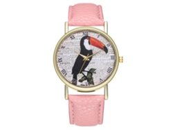 Precioso Reloj Analógico De Cuarzo Con Forma De Pájaro Y Correa Ajustable De Pu Para Mujer Y Hombre (rosa)