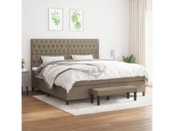 Cama Box Spring Con Colchón Tela Gris Taupe 200x200 Cm