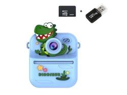 Cámara instantánea Chrui S1, pantalla IPS de 2,4 pulgadas, lente dual, grabadora de video HD (Dinosaurio Azul)