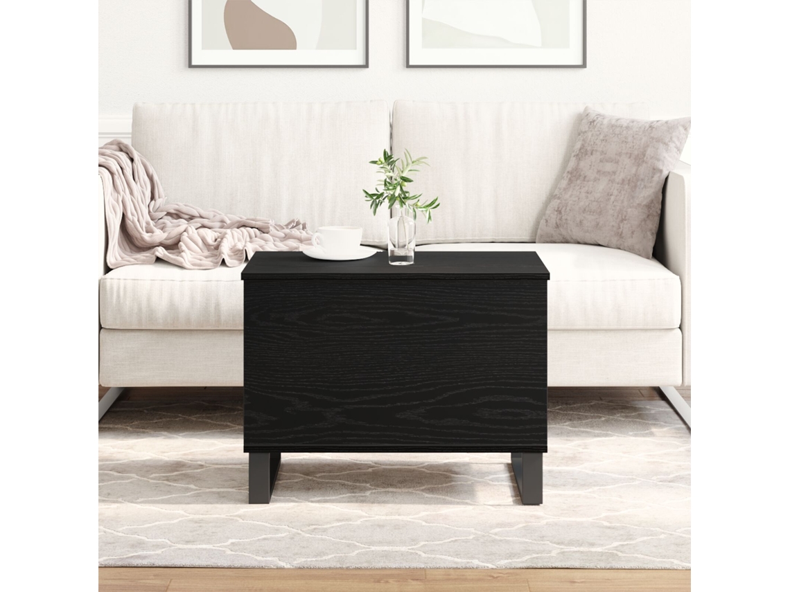 Mesa De Café Elevable Negro Roble 60x44,5x45 Cm Madera Elaborada