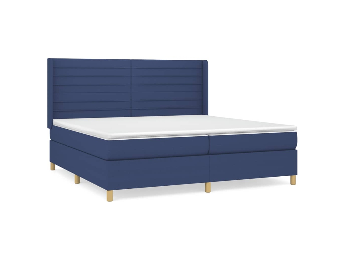 Maison Exclusive - Cama Box Spring Con Colchón Tela Azul 200x200 Cm