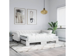 Sofá Cama Nido Con Colchón Cuero Sintético Blanco 90x200 Cm