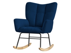 ML-DESIGN mecedora azul oscuro, mecedora con funda de rizo, mecedora tapizada con guías de madera