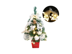 Árbol de Navidad en miniatura con luces y decoraciones