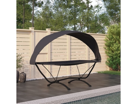 MAISON EXCLUSIVE Tumbona de jardín con dosel de acero y tela oxford negra
