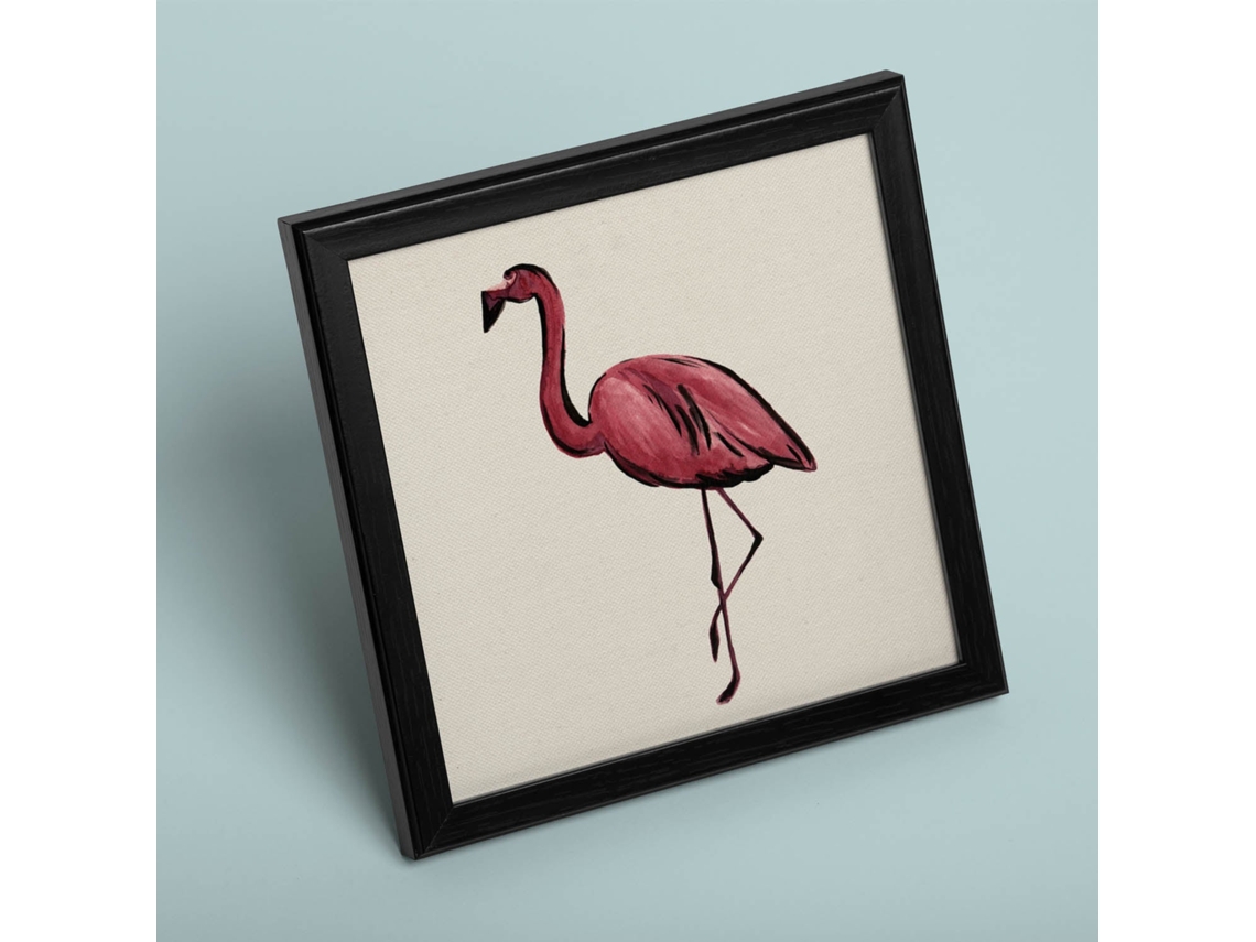 Póster NACNIC Cuadrado con Dibujos de Pã¡Jaros. Flamenco Rosado, Ilustrada con Dibujos de Pajaros y Periquitos.