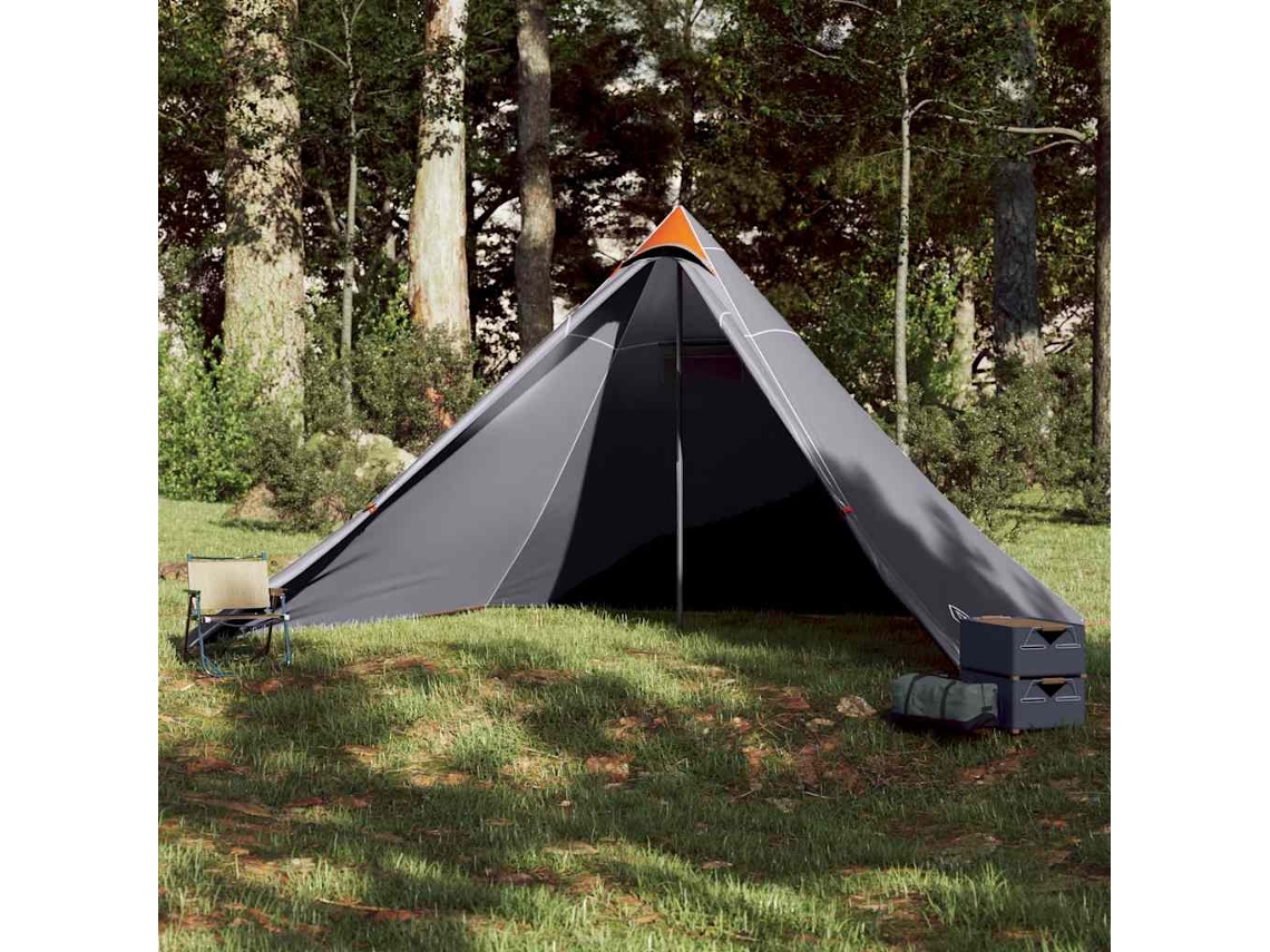 Tienda tipi familiar para 7 personas, impermeable, gris/naranja