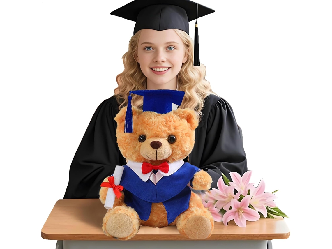 Diplômé 2025 Nounours En Peluche 25 Cm,souvenir Célébratif Avec Chapeau Et Toge 2025 Étudiants Fil Gokoco