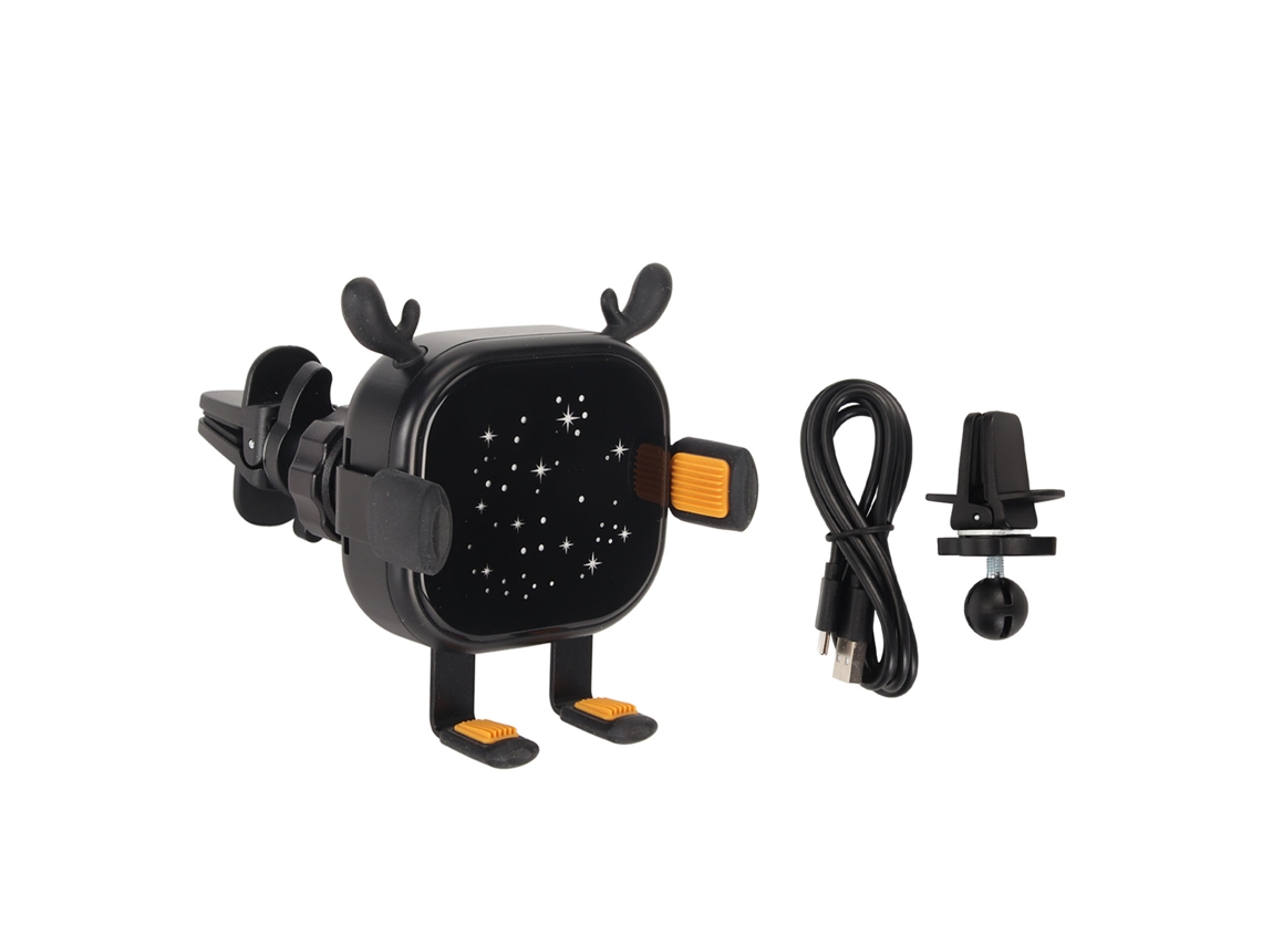 Cargador Inalámbrico Para Coche De 15 W Con Pulsador Automático, Luz Ambiental Y Soporte Con Ventilador.