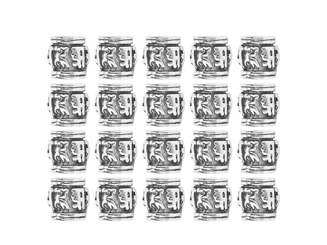 20pcs Perlas De Aleación Plata Para Diy De Barba Y Trenzas De Rastafari Pelo