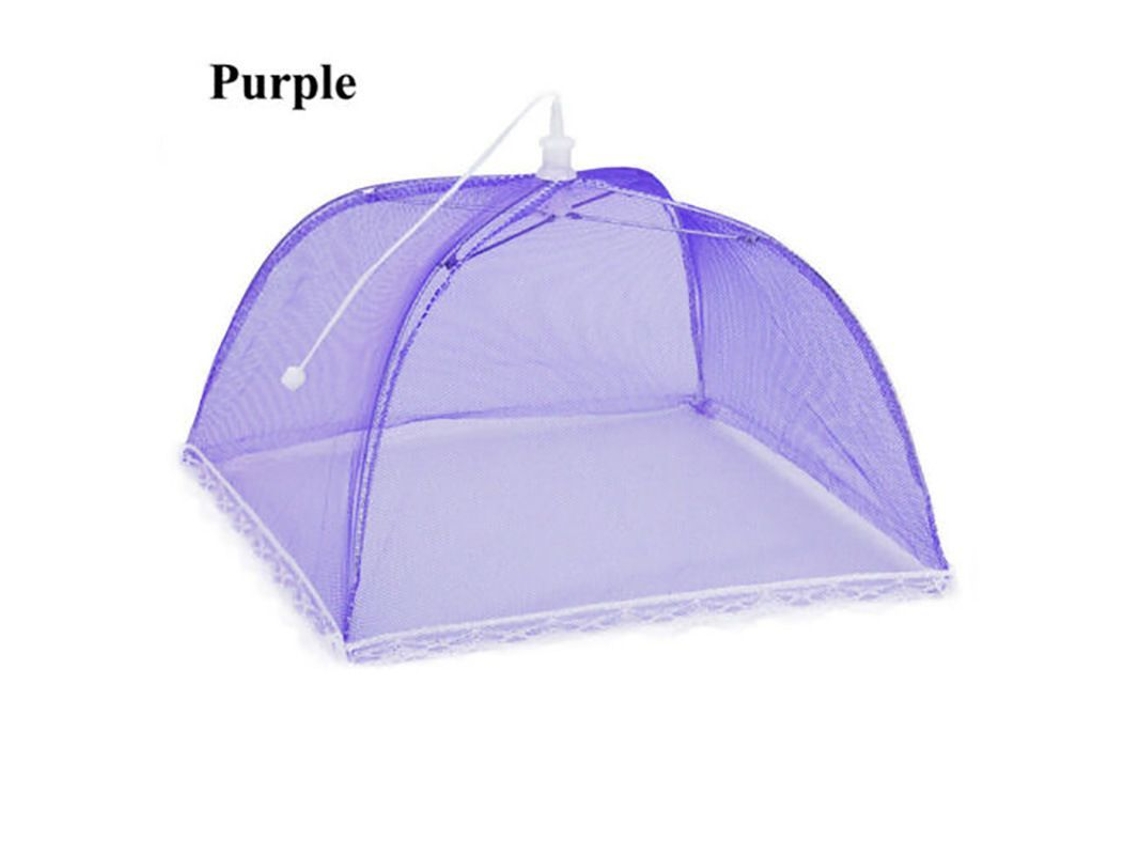 Rebe-toldo Cubierta plegable de malla para alimentos, 43 cm, nailon, mosquitera, barbacoa, picnic, camping, morado