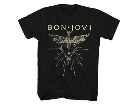 Camiseta ROCKINSTONE Bon Jovi Logotipo de corazón y daga Camiseta ROCKINSTONE Bon Jovi (Algodón - XXXL)