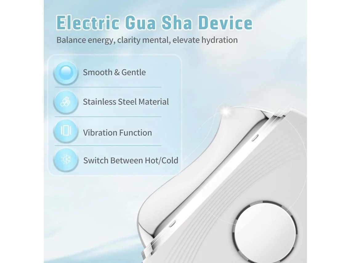 Instrumento eléctrico Gua Sha con luz LED, herramienta Gua Sha facial con vibración de calor y frío para antienvejecimiento y antihinchazón, blanco Bestvite