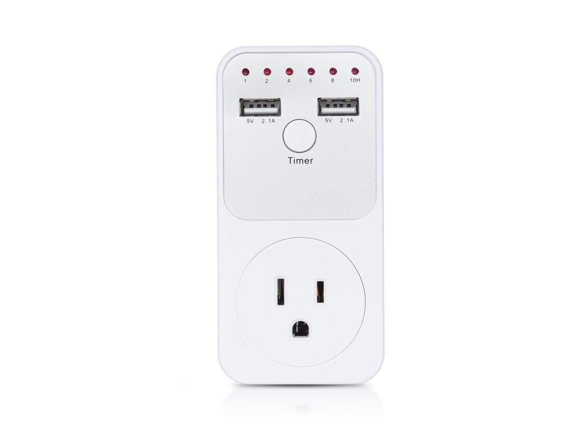 Enchufe Programable Con Temporizador De 1800 W, 2 Puertos Usb, Protección Contra Sobretensiones De 5 V Y 2,1 A (enchufe Europeo).