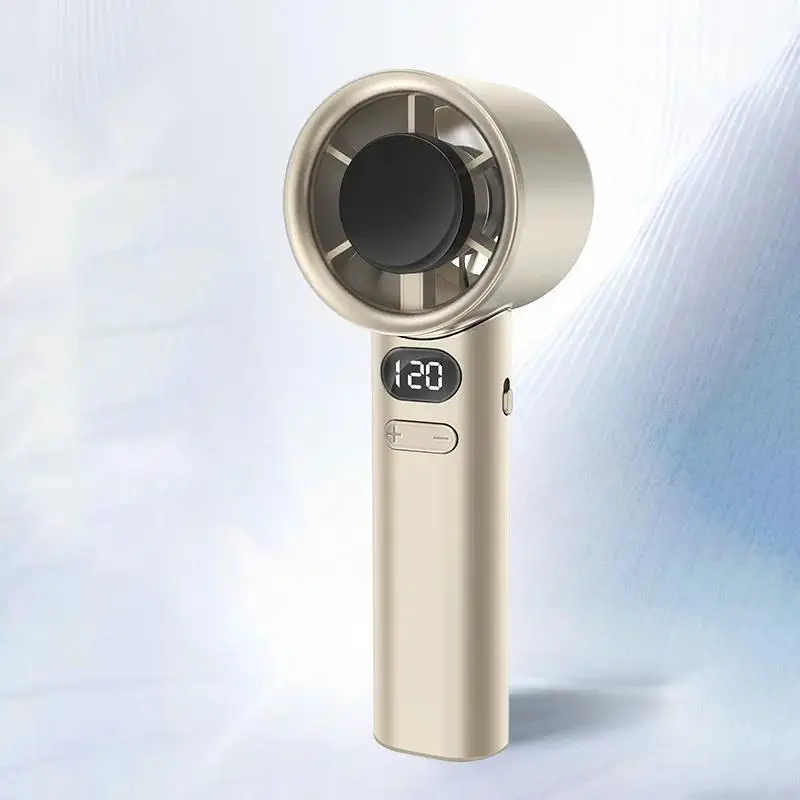 Mini ventilador portátil de 120 velocidades, recargable por USB, con pantalla digital Chrui (dorado)
