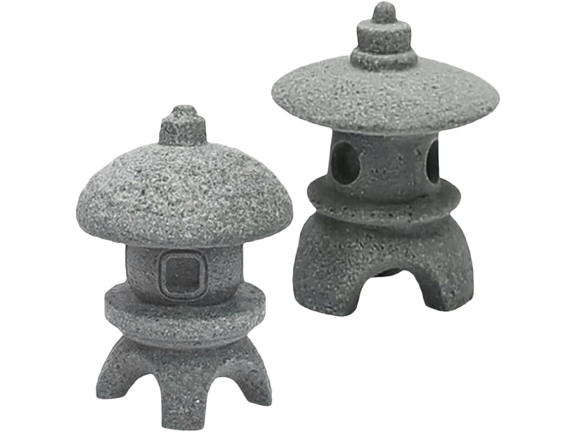 Dos Pequeñas Pagodas De Piedra Para Jardín Estilo Zen, Ideales Para Decorar El Jardín Y Las Entradas De La Casa
