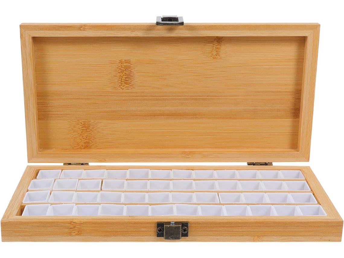 Caja Dispensadora De Pintura De Bambú, Paleta Compacta Para Acuarela, Estuche Vacío Para Paleta