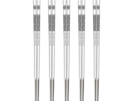 Palillos reutilizables de acero inoxidable 5 pares aptos para lavavajillas cuadrados ligeros antideslizantes juego de regalo estilo 2 ZMDECQNA