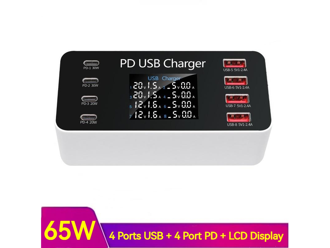 Cargador USB multifuncional rápido de 65 W con 4 puertos USB MDUG (estándar europeo)