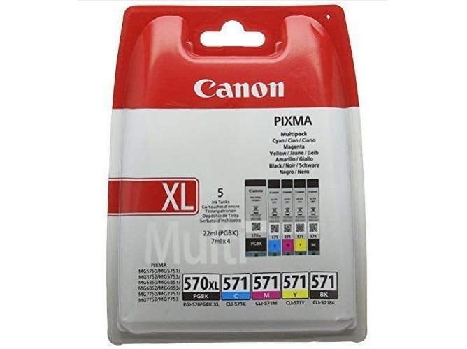 Cartucho de tinta CANON Canon PGI-570XL/CLI-571 PGBK Original Negro, Cian, Magenta, Amarillo Multipack 5 pieza(s)