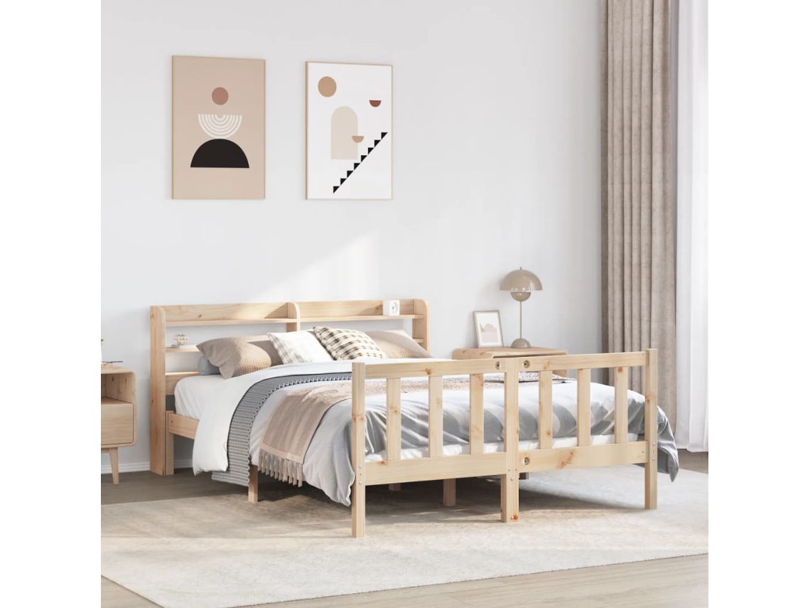 Cama Matrimonialcama Para Adultosestructura De Cama Sin Colchón Madera Maciza De Pino 135x190 Cm Wsd79265