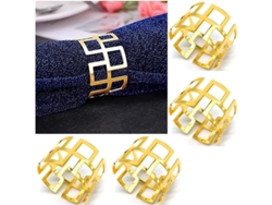 Juego De Anillos Para Servilletas, 12 Piezas, Metal Dorado Con Diseño Floral, Para Decoración De Mesas En Bodas Y Fiestas.