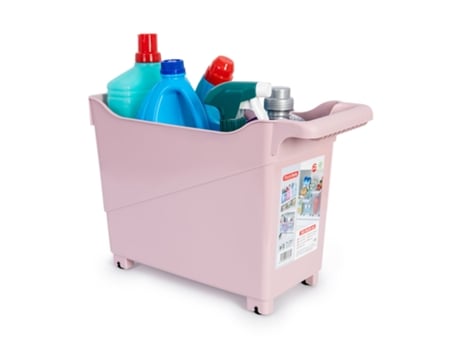 Cesta Organizadora con Ruedas Nº 3 Ideal Bajo Fregadero PLASTIC FORTE (Rosa)
