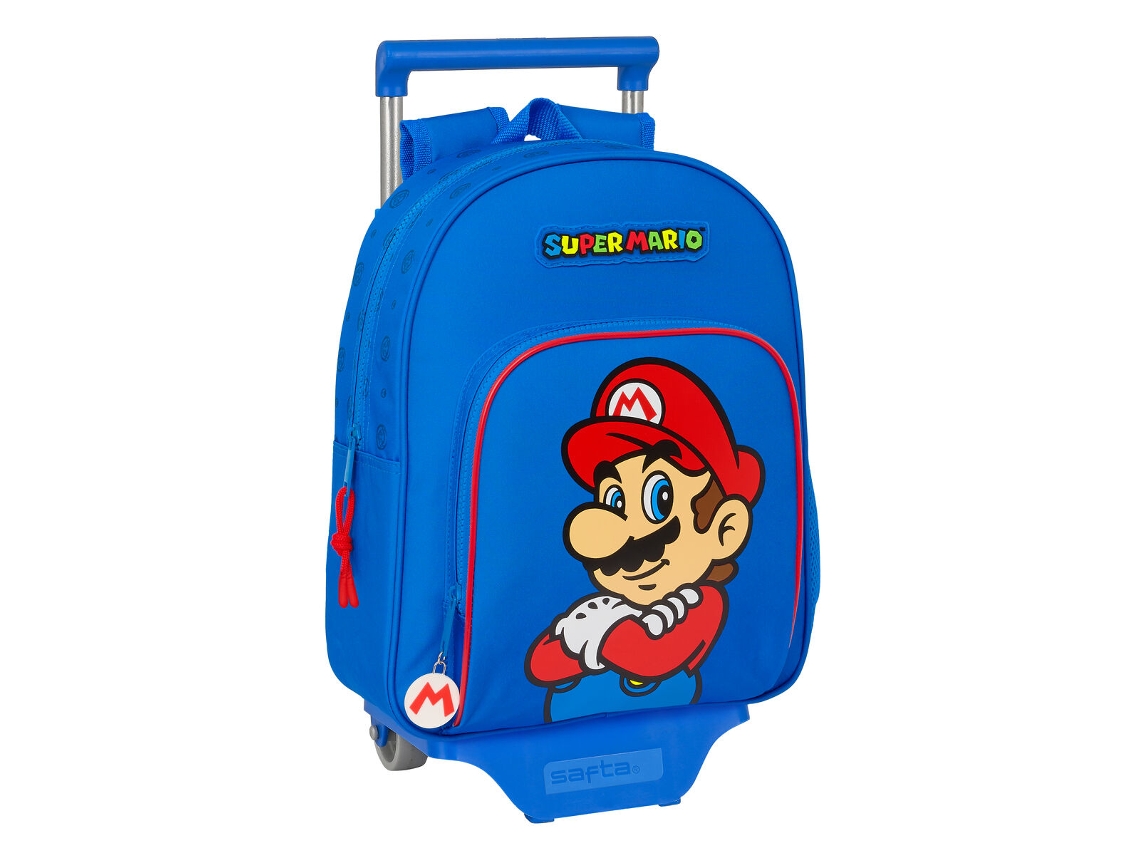 Mochila Escolar con Ruedas SUPER MARIO Play (Azul - Rojo - Poliéster 300D)
