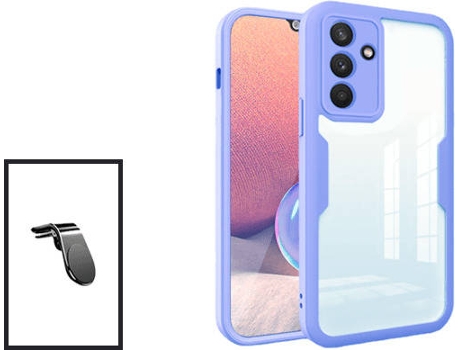 Kit Carcasa 360° Protección Frente y Verso + Soporte Magnético Samsung Galaxy M52 5G GIFT4ME Morado